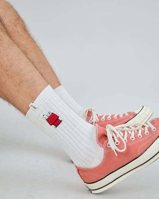 Peanuts Doghouse Socks White