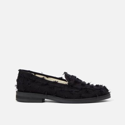 Wilde Black Punched Denim Penny Loafer - Women's