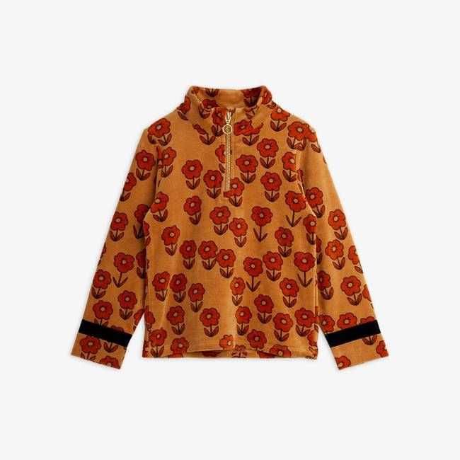 Spaceflower velour zip top