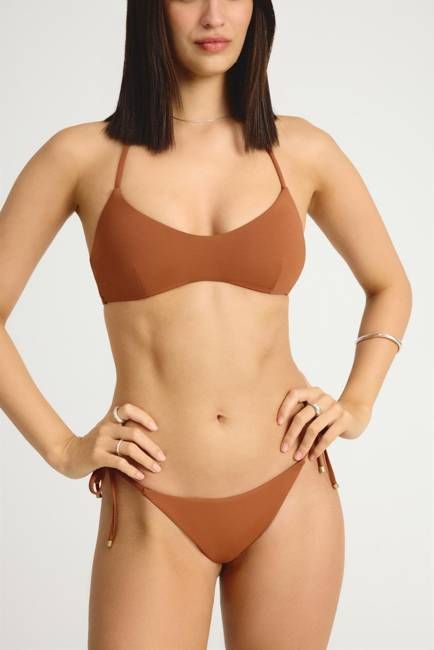 Upcycled Scoop Bralette Top - Bourbon EcoLux