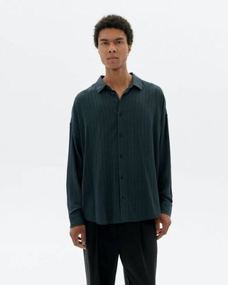 Dark green striped Ecovero Haru shirt