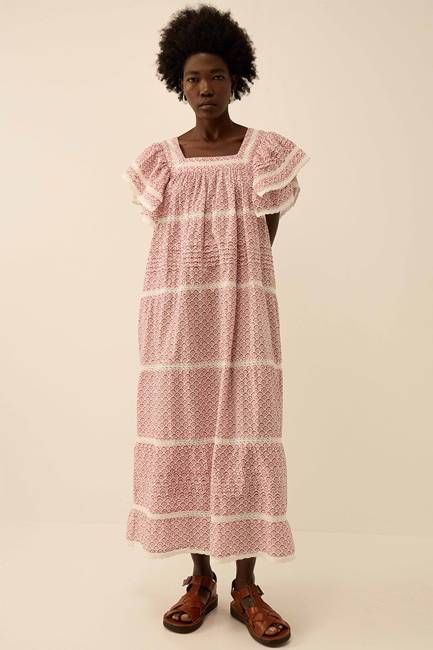 Alina Printed Floral Lace Insert Dress