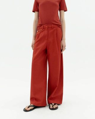 Red wide leg low rise hemp Pat pants