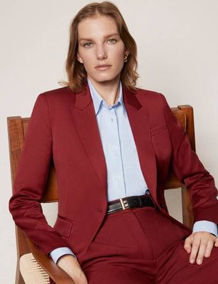 Single Button Jacket | Maroon