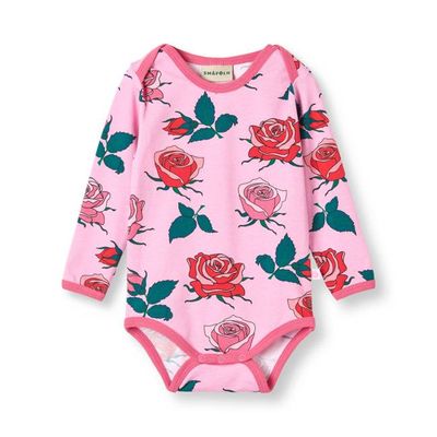 Ulm long-sleeved baby body with roses