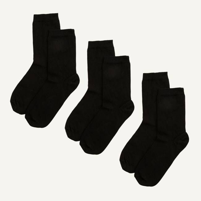 Organic Cotton Crew Sock in Carbon 3-Pack