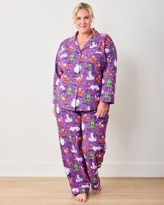 Halloween House Cats - Tall Long PJ Set - Purple Tonic