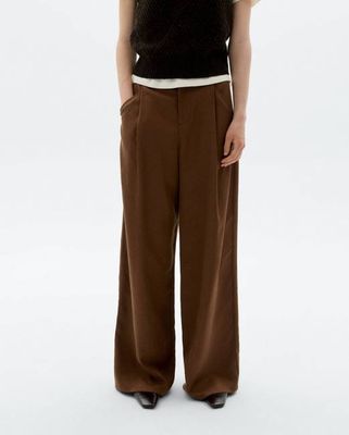 Brown wide leg pleat Molly pants