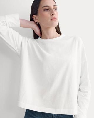 Oversized Boxy Crew in Essential Cotton | White