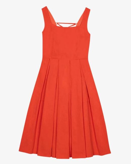 Lowie Cotton Linen Tomato Lace Back Dress