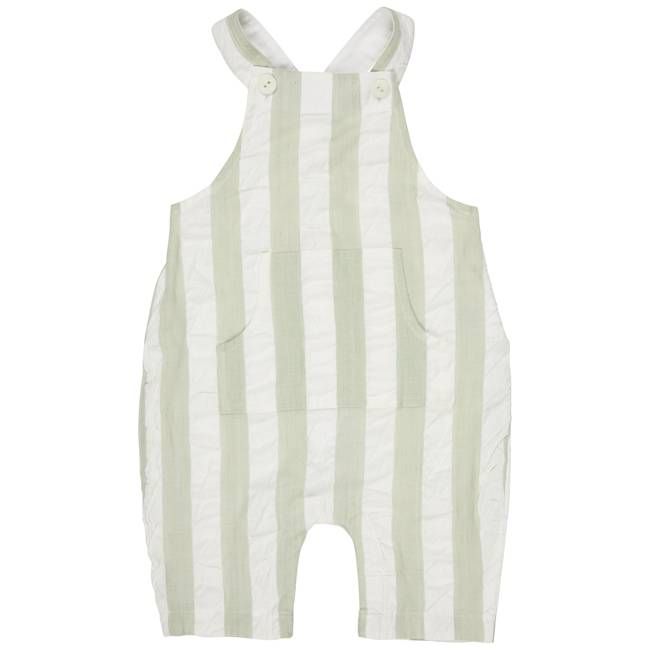 Baby Dungarees (Seersucker Wide Stripe) - Sea Foam