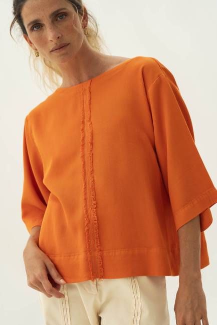 Sari Orange Tencel Top