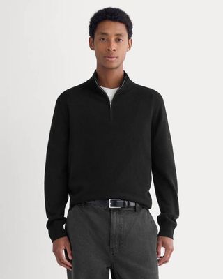 Cashmere Quarter Zip Sweater |  Black