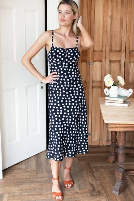 Amy Bias Sundress - Large Dots Parisian Night + Ivory