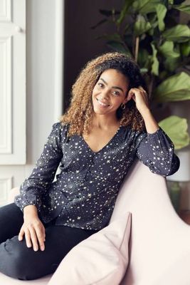 Zoe - Long Sleeved Button Down Blouse Black