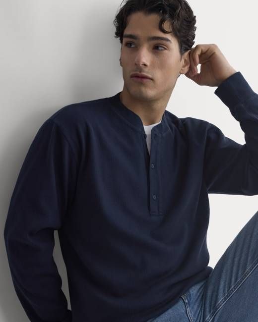 Vintage Rib Henley | Navy