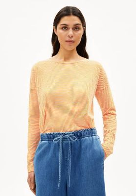 XIANAA STRIPES LONGSLEEVE | oatmilk-light tangerine