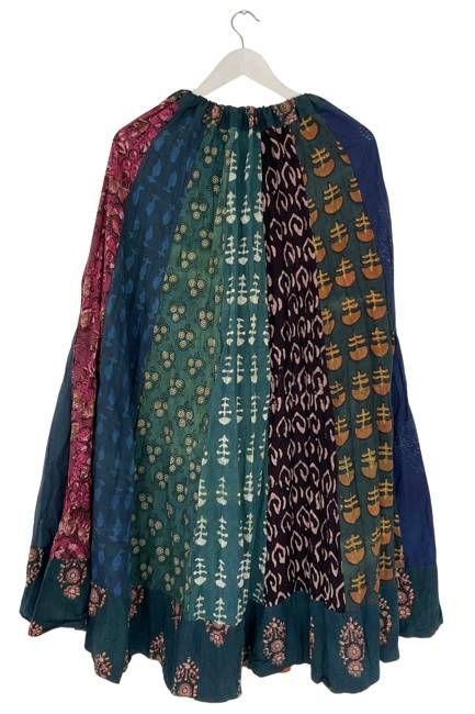 NEW! Flared Cotton Blockprint Patchwork Skirt No. 14