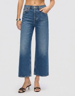 Comfort Stretch High Rise Wide Leg Crop - Mid 70s