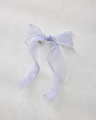 Light Blue - Pearl Bow Barrette - L. Erickson