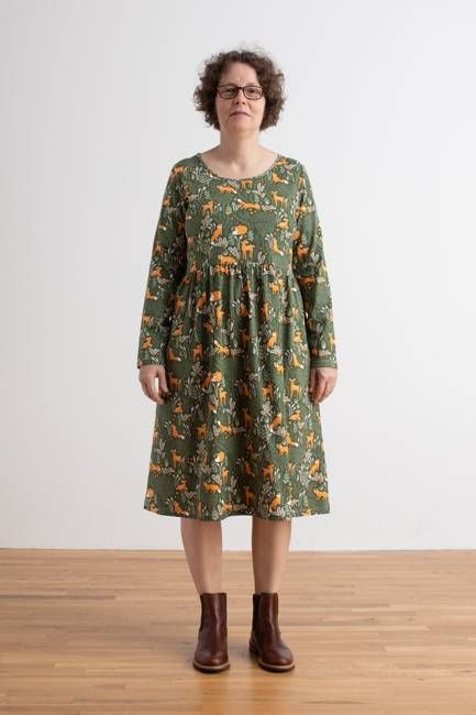 Copenhagen Dress - Deer & Foxes Dark Green