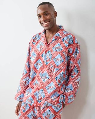 Reindeer Games - Men's Lightweight Flannel Long PJ Set - Red Sleigh