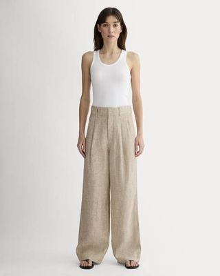 The Linen Way-High® Drape Pant  | Cornstalk Chambray