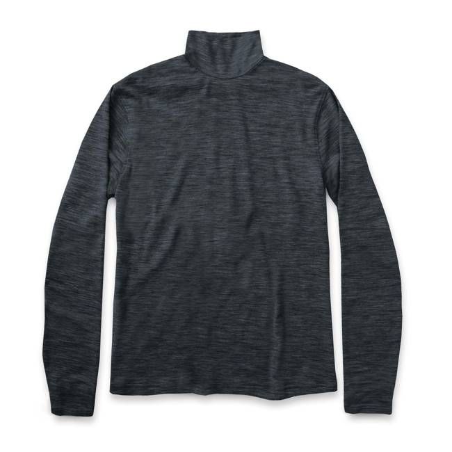 The Mercerized Merino Turtle Neck in Heather Black