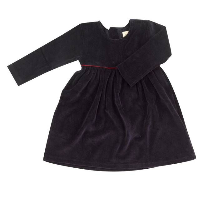 Velour party dress - Navy, 5-6y