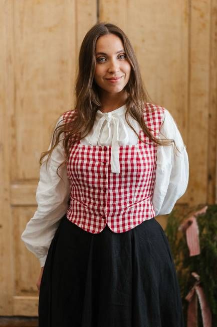 Second Breakfast Vest, Sleeveless, Red Gingham