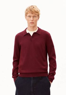 LONGSLEEVE KNIT POLOSHIRT | velvet red