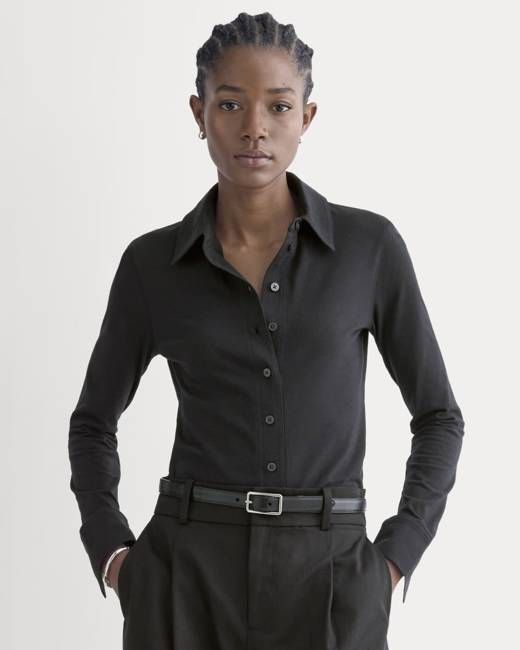 Button-Up Shirt in Essential Cotton | Black