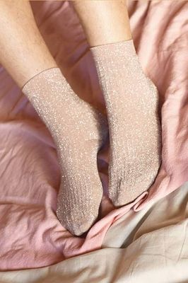 Chaussettes pailletées en fibre recyclée rose