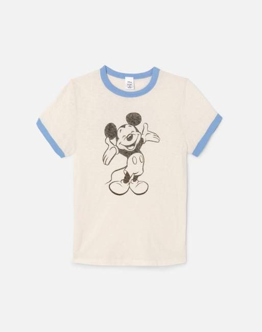 60s Slim Ringer Tee The Mickey Mouse Club - Vintage White w/ Seaside