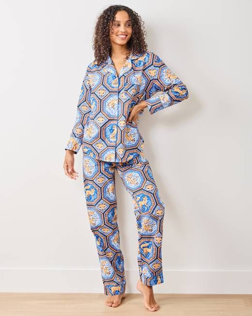 Fancy Fox - Tall Long PJ Set - French Blue