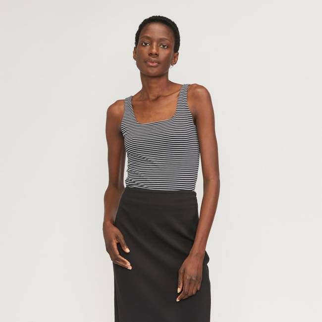 The Supima® Sleeveless Top | Black / White
