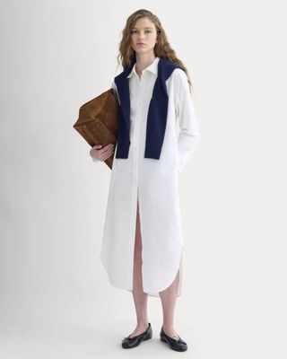 Midi Shirtdress in Ultrasoft Cotton | White