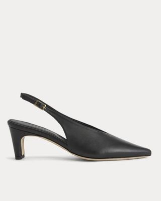 Pointed-Toe Slingback Heel | Black Leather