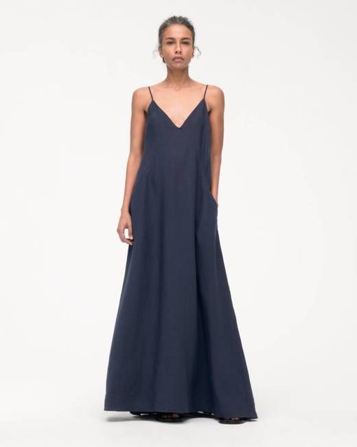 Seamed Slip Dress | Navy