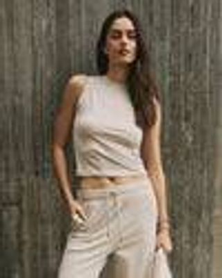 Halo Muscle Tank – Women's Ecru Heather Tank Top – Tanks – Vuori