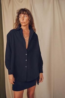 Black Organic Cotton Wide Overshirt