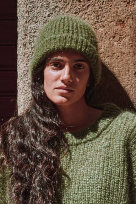 PAUL Beanie in Merino-Mohair Wool - Olive Green