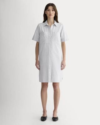 The Oxford Short-Sleeve Shirt Dress | Charcoal / White