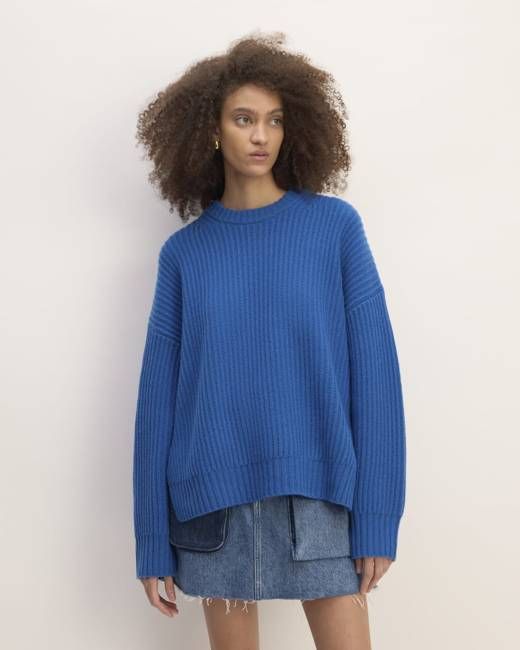 The Everlane x Marques' Almeida Oversized Cashmere Crew | Lapis Blue