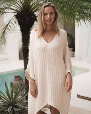 Love - Tunikakleid aus Leinen in Cremeweiß