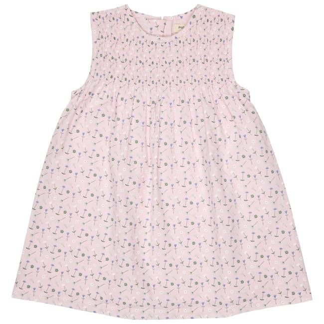 Sleeveless Smock Dress - Flowers, Pink