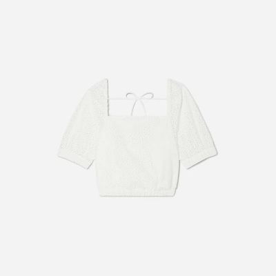 The Eyelet Puff Sleeve Top | White