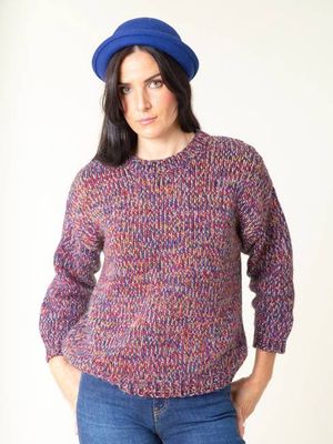 Baez Recycled Colors Blue Red Mix Women's Wool Sweater