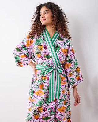 Green Thumb - Long Robe - Pink Cosmos