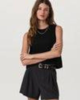 Trestles Twill Crop Tank | Women's Black Tank Top | Vuori